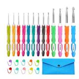 Lewhoo Ergonomic Crochet Hooks Set with Case, 10 Size Crochet Hooks for Arthritic Hands 2.0mm -9.0mm (B-N)