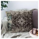 Knagsfa Boho Pillow Covers 16x16 Inch, Carpet Black Taupe Vintage Throw Pillow Cover Antique Ethnic Decorative Pillow Cases Home Decor Square Linen Pillowcase