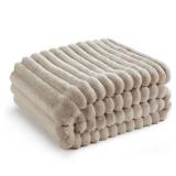Bedsure Beige Throw Blanket for Couch - GentleSoft Cozy Soft Blankets for Women, Cute Small Fleece Throws for Girls, Linen, 50x60 Inches