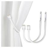 Arnorx 2 PCS Curtain Holdbacks, Metal Decorative Curtain Tiebacks with End Cap Finials, Wall Mounted Window Drapery Holdback Hooks for Livingroom and Bedroom, Matte White