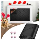 Magnetic Fireplace Cover, Fireplace Blocker Blanket for Heat Loss, Indoor Fireplace Draft Stopper with 12 Magnets for Iron Frame, Fire Place Blanket for Insulation Black 36 W x 30' H'