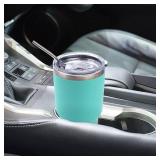 Toopify 30 oz Stainless Steel Insulated Tumbler Travel Mug with Straw Slider Lid, Cleaning Brush, Double Wall Vacuum (30 Mint)
