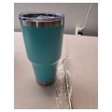 Toopify 30 oz Stainless Steel Insulated Tumbler Travel Mug with Straw Slider Lid, Cleaning Brush, Double Wall Vacuum (30 Mint)
