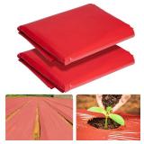 2Pack 3 Mil Embossed Red Mulch Garden Plastic Film, 4ft X 25ft Red Agriculture Crops Grow Film, Red Planting Mulch Film for Potato, Tomato, Eggplant, Strawberry