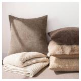 MIULEE Pack of 2 Decorative Throw Pillow Covers Soft Chenille Throw Pillows Solid Neutral Farmhouse Textured Cushion Covers for Couch Sofa Bedroom Living Room 20x20 Inch, Taupe Grey
