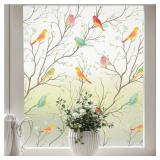 Coavas Stained Glass Window Film, Decorative Frosted Glass Window Privacy Film, Static Cling Non-Adhesive Windows Sticker for Front Door Bathroom Heat Control Anti UV, 17.5 x 78.7 Inches