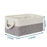 Temary Small Storage Baskets for Organizing 6Pcs Small Storage Bins, Decorative Collapsible Fabric Gift Baskets Empty for Home (White&Grey,11.8L x 7.9W x 5.3H inches)