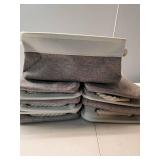Temary Small Storage Baskets for Organizing 6Pcs Small Storage Bins, Decorative Collapsible Fabric Gift Baskets Empty for Home (White&Grey,11.8L x 7.9W x 5.3H inches)