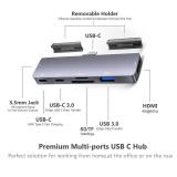 iPad Pro USB C Hub Adapter for iPad Pro 2024 M4 M2 M1,7-in-1 Hub with 4K@60Hz HDMI,3.5mm Jack,USB3.0,PD 60W,SD/TF Card Slot, iPad Air 4/5,iPad mini 6,iPad pro 13 12.9 Accessories