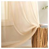 MYSTIC-HOME Taupe Sheer Curtains 84 Inches Long, Rod Pocket Sheer Drapes for Living Room, Bedroom, 2 Panels, 52x84', Semi Crinkle Voile Window Treatments for Yard, Patio, Villa, Parlor'