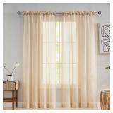 MYSTIC-HOME Taupe Sheer Curtains 84 Inches Long, Rod Pocket Sheer Drapes for Living Room, Bedroom, 2 Panels, 52x84', Semi Crinkle Voile Window Treatments for Yard, Patio, Villa, Parlor'