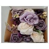 Ling's Moment Artificial Flowers and Greenery Combo Box for DIY Lilac & Cream Wedding Bouquet Centerpieces Floral Arrangement Decor