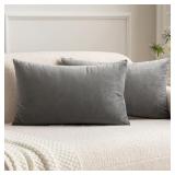 MIULEE Pack of 2, Velvet Soft Solid Decorative Square Throw Pillow Covers Set Cushion Case for Sofa Bedroom Car 12 x 20 Inch