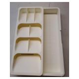 Faridabio Kitchen Drawer Organizer Tray, Expandable Cutlery Silverware Organizer Storage Tray for Kitchen Drawer Flatware Spoons Forks, Creamy White