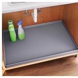 FLATO Waterproof Under Sink Mat 34 x 19' Shelf Liner for Kitchen and Bathroom, Cabinet Protector, Organizers and Storage, Flexible Silicone Drip Tray'