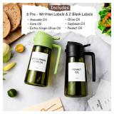 TrendPlain - 16oz Olive Oil Dispenser for Kitchen - 2 in 1 Olive Oil Dispenser and Oil Sprayer - Olive Oil Dispenser Bottle w/Stickers - Olive Oil Sprayer for Cooking 2Pcs White&Green (Light Blockage)
