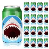 Jutom 16 Pieces Shark Party Favors Shark Can Covers Birthday Supplies Decorations Soft Can Coolers Slim Sleeves Fit 330 ml Cans for Beach Parties