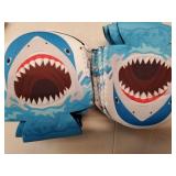 Jutom 16 Pieces Shark Party Favors Shark Can Covers Birthday Supplies Decorations Soft Can Coolers Slim Sleeves Fit 330 ml Cans for Beach Parties