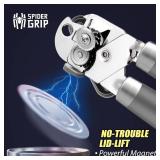 SPIDER GRIP Can Opener, No-Trouble-Lid-Lift Manual Handheld Can Opener with Magnet, Smooth Edge Safe Cut for Beer/Tin/Bottle, Big Turning Knob Anti-Slip Handle Good for Seniors with Arthritis