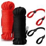 Tisancy 4 Pcs Craft Rope Kit - Includes 2 Bundles Soft Silk Cords & 2 Adjustable Nylon Bracelets, 32. 81 ft Multipurpose Twisted Trim for DIY Projects, Home Decor & Daily Use(Black, Red)