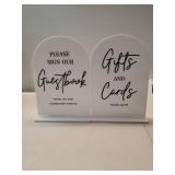 KOSKIMER 2Pcs Wedding Signs for Ceremony and Reception, 5x7' White Acrylic Wedding Reception Signs, Guest Book Sign with Stand, Cards and Gifts Sign'