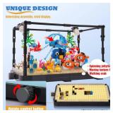 Fish Tank Building Block, Lighting Aquarium Building Sets for Adults and Kids Including Ocean Jellyfish, Dolphin, Turtle, Crab, Animal Building Toys for Boys Age 8-12, 725pcs