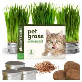 Planters' Choice Grow Your Own Cat Grass for Indoor Cats Kit - 3 Complete Growing Kits - Plant Seeds, Pets Health Supplies Stuff - Gift for Pet Lover