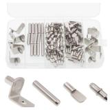 Shelf Support Pegs Kit,  4 Styles Shelf Pegs, 5mm Nickel Plated Cabinet Shelf Bracket Pegs, Shelf Pins Holders for Bookcase Kitchen Closet Shelf Shelves Furniture Cabinet