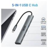 Acer 5 in 1 USB C Hub with 4K HDMI, 100W Power Delivery, 3 USB A Data Ports, USB C to HDMI Multiport Adapter for Laptop, PC, Tablet, MacBook Air, iPad Air, iMac, iPhone 15/16 Pro/Pro Max