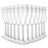 Elsjoy 12 Pack Plastic Champagne Flute, 6 oz Unbreakable Champagne Glasses Reusable Stemmed Champagne Coupes for Event, Wedding, Party