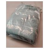 MitoVilla Teal Blue 36 x 72 Boho Small Stall Shower Curtain, Turquoise Narrow Cotton Linen Fabric Shower Curtains for Farmhouse Bathroom Decor, Half Size Cloth Shower Curtain Set with Hooks