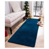 Andecor Shag Runner Rug for Bedroom Living Room, 2x6 Navy Blue Washable Fluffy Hallway Runner Area Rugs for Kitchen Boys Girls Kids Room Home Decorations Carpet
