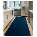 Andecor Shag Runner Rug for Bedroom Living Room, 2x6 Navy Blue Washable Fluffy Hallway Runner Area Rugs for Kitchen Boys Girls Kids Room Home Decorations Carpet