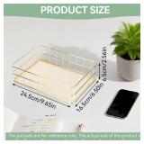 Gold Wire Mesh Basket, Iron Storage Tray Desktop Storage Baskets Gold Wire Basket Large Storage Bins for Home Kitchen Decoration, 9.6 X 6.5 X 2.6 In