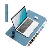 YSAGi Non-Slip Leather Desk Pad, Waterproof Laptop Computer Desk Keyboard Mat, Table Protector Blotter Mat, Large Mouse Pad for Office/Work/Home/Decor(Blue, 23.6 x 13.7')'