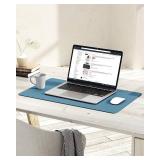 YSAGi Non-Slip Leather Desk Pad, Waterproof Laptop Computer Desk Keyboard Mat, Table Protector Blotter Mat, Large Mouse Pad for Office/Work/Home/Decor(Blue, 23.6 x 13.7')'