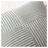 MIULEE Silver Grey Corduroy Pillow Covers Pack of 2 Boho Decorative Spliced Throw Pillow Covers Soft Solid Couch Pillowcases Cross Patchwork Textured Cushion Covers for Living Room Bed Sofa 18x18 inch