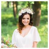 PartyforU Hairband - Handmade 50th Birthday Crown with Flowers and Pearls for Women