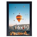JCJMY 6x10 Picture Frame Black for Wall Hanging or Tabletop, Wall Mounting Horizontally or Vertically, 6 x 10 Wall Gallery Poster Photo Frame with Shatter Resistant Plexiglass, Black