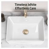 KES Bathroom Vessel Sink, Rectangular 16X12' White Vessel Sink for Bathroom Countertop, Bathroom Sink Above Counter, Rectangle Porcelain Ceramic Small Vanity Sink, BVS110S40'