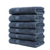 Pleasant Home Bath Towels Set of 6 (24 x 50) 100% Cotton, 515 GSM | Soft & Absorbent Towels for Bathroom, Gym, Pool & Spa | Bulk Bath Towels 6 Pack - Navy