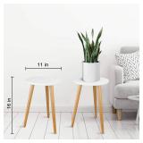 Uneedem Wood Mid Century Plant Stand for Indoor Plants, Modern Table, Tall Holder for Flower Pots, Small Round Side/End Table(A2 White, High: 16.5)'