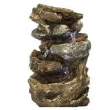 Sunnydaze 10.5-Inch Indoor Electric Tabletop Fountain with LED Lights - Electric Submersible Pump - Polyresin and Fiberglass Brown