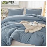 Litanika Comforters Queen Size Set Grayish Blue, 3 Pieces Lightweight Solid Bedding Comforter Set, All Season Fluffy Bed Set (90x90In Comforter & 2 Pillowcases)