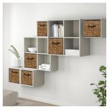 homyfort 12x12 Cube Storage Bins - Fabric Cubby Bins with Dual Handles, Collapsible Storage Organizer for Shelf, Closet, Nursery, Printing Rattan Patterns, Set of 6