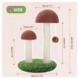 PETEPELA Cat Scratching Post, Mushroom Tall Cat Scratcher Featuring with Natural Sisal Scratching Poles and Interactive Toy Ball for Kittens and Small Cats (Brown)