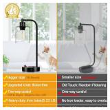 Set of 2 Industrial Table Lamps with USB Port, Fully Stepless Dimmable Bedside Lamps for Bedrooms, Nightstand Desk Lamp with Clear Glass Shade for Reading Living Room Office 2 LED Bulb Included