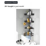 Corner Shower Caddy Tension Pole: Quick Installation 4-Tier Rustproof Bathroom Organizer Shelves for Bathtub Shampoo Storage - 47-121 inch Adjustable Floor Standing Bath Rack Holder - Black