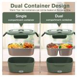 Vabaso Electric Lunch Box for Adults, 80W 1.5L Heated Lunch Box Portable Food Warmer Lunch Box for Work/Men/Car/Truck with 2 304 Stainless Steel Container, 110V/12V/24V(one handle is broken)