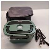 Vabaso Electric Lunch Box for Adults, 80W 1.5L Heated Lunch Box Portable Food Warmer Lunch Box for Work/Men/Car/Truck with 2 304 Stainless Steel Container, 110V/12V/24V(one handle is broken)